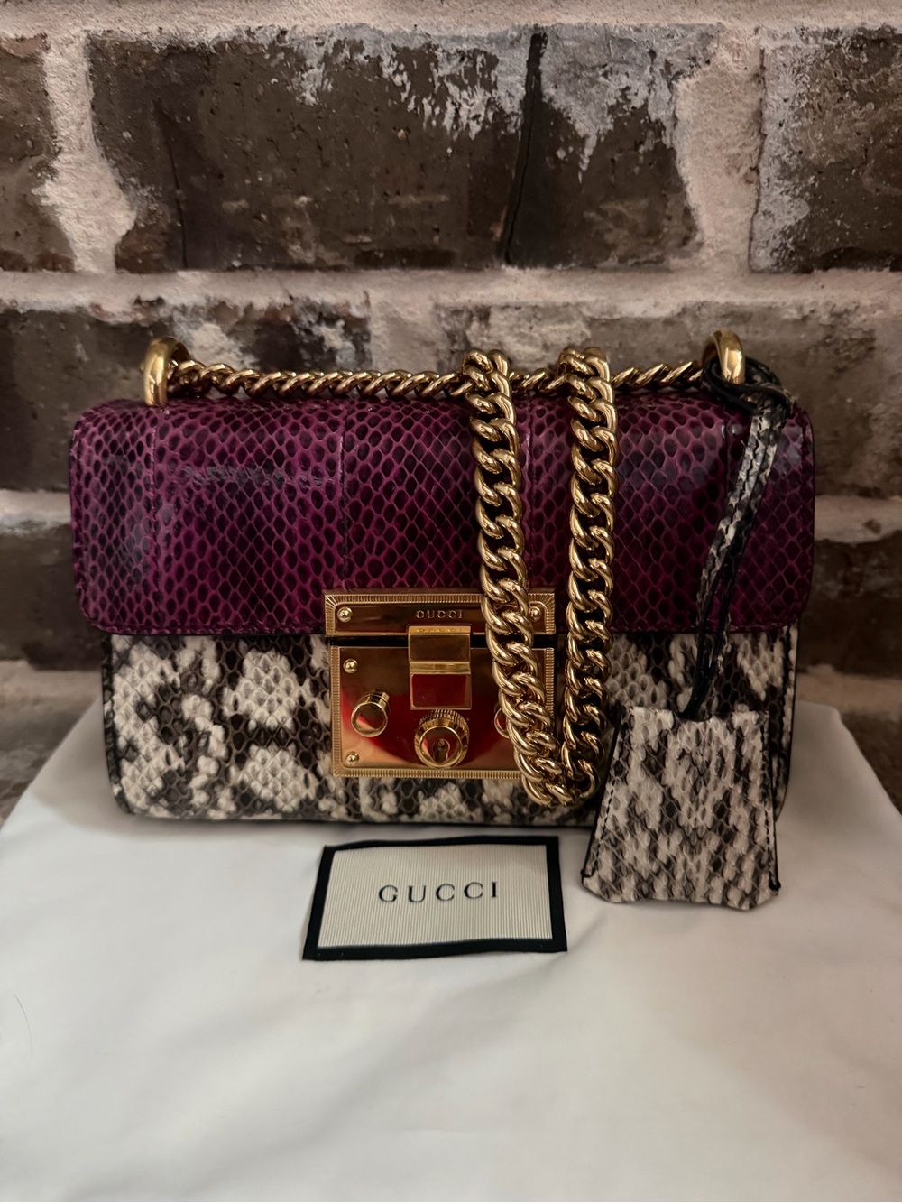 Gucci Purple & White Python Padlock